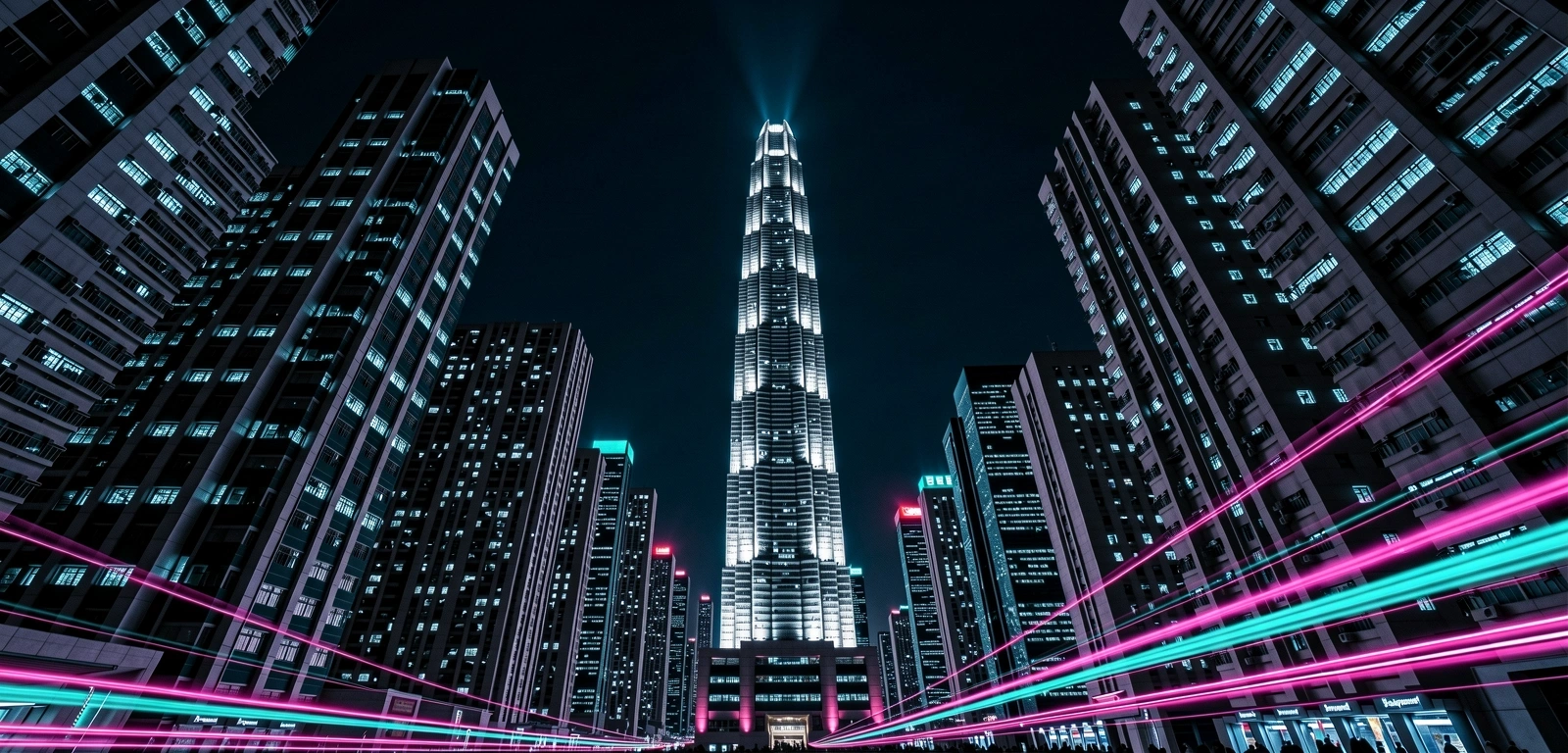 Hong Kong Financial District Night