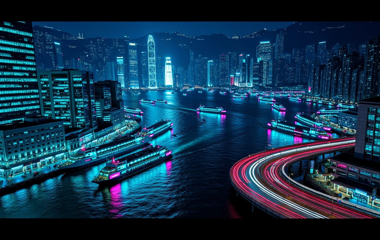 Hong Kong Financial District Night